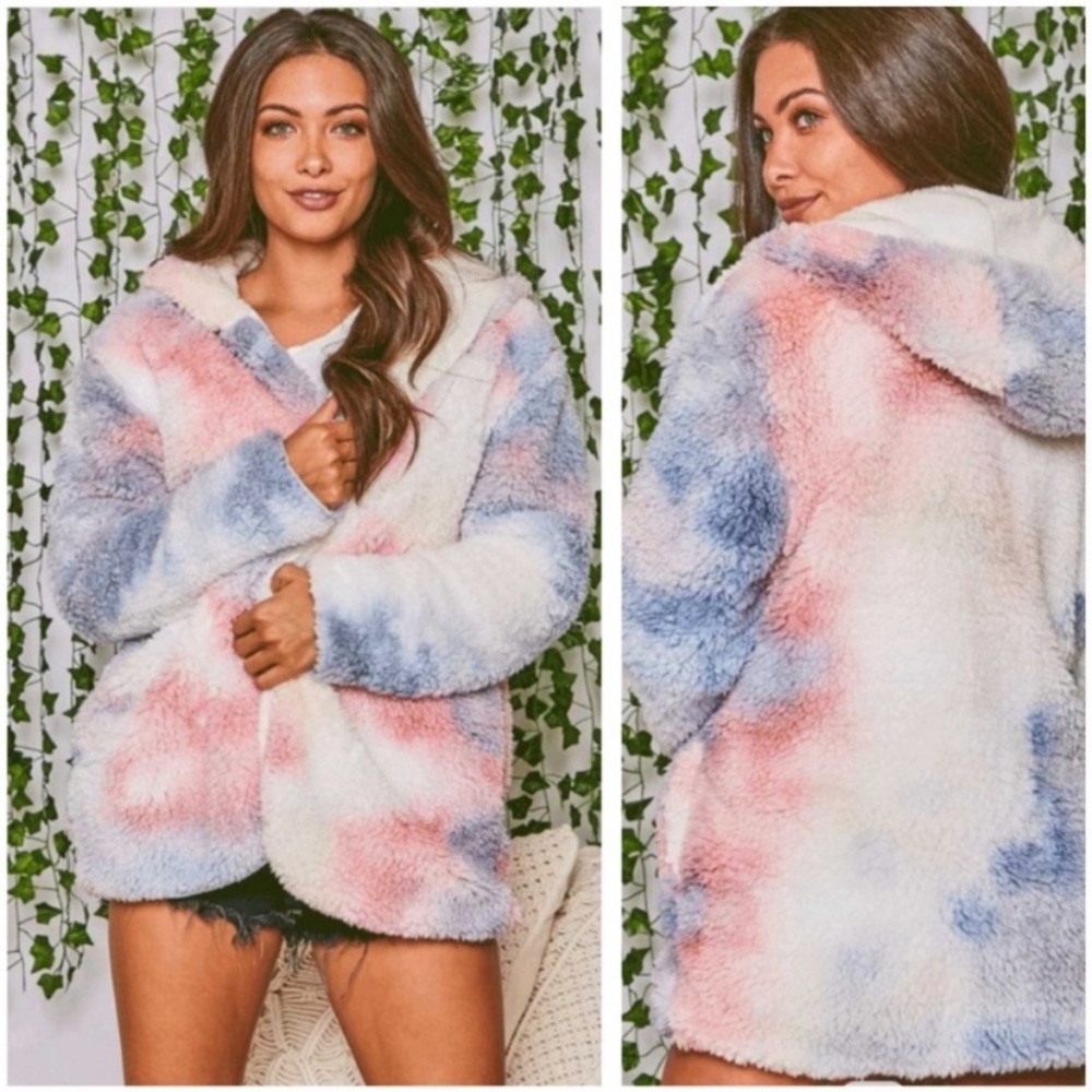 1 Left!!  Tie Dye Sherpa Jacket